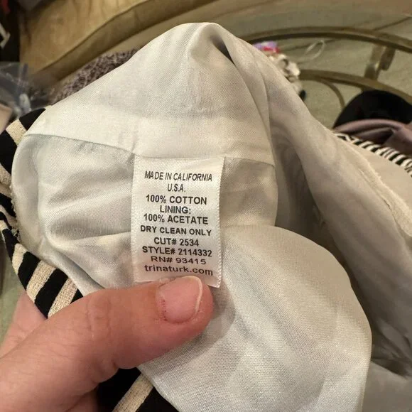 🖤🤍 Trina Turk Los Angeles Black & White Geometric Print Bodycon Dress – Size 8 - Picture 11 of 12